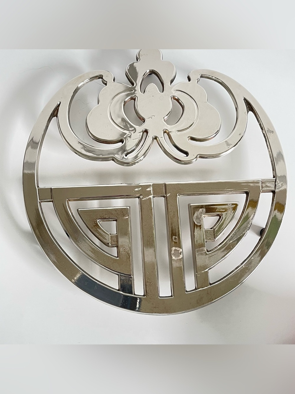 Vintage Silver Plated Trivet Made in Italy 7.5" Pot Holder Footed